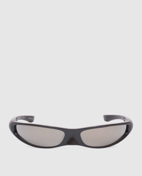 Balenciaga Сірі сонцезахисні окуляри Blade Rectangle з дзеркальним ефектом 812599T0007