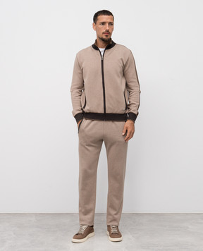 Bertolo Cashmere Бежева спортивна куртка з емблемою 902087001965