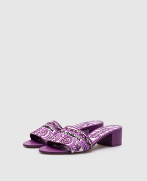 Dolce&Gabbana Фиолетовые мюли с вышивкой логотипа CR1748AV804