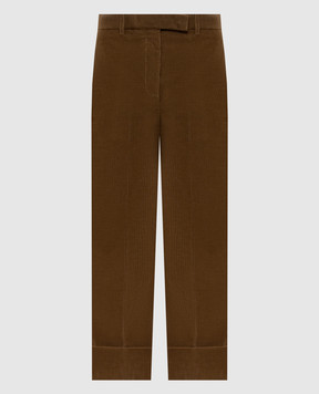 Thom Browne Коричневые вельветовые брюки с отворотами FTC400UF0957