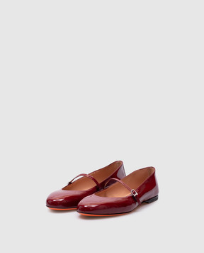 Santoni Бордовые кожаные лакированные балетки WAAH71319KI1NVHD