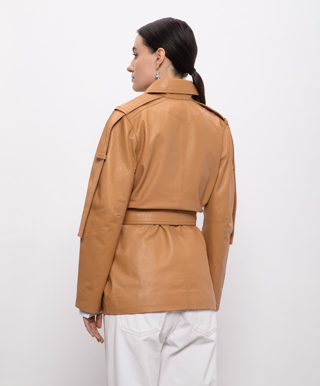 Victoria Beckham Бежевая кожаная куртка 1125LJK006078A изображение 4