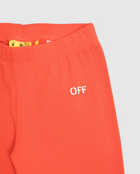Off-White Дитячі помаранчеві шорти в рубчик з принтом логотипа OGCD002S25JER001