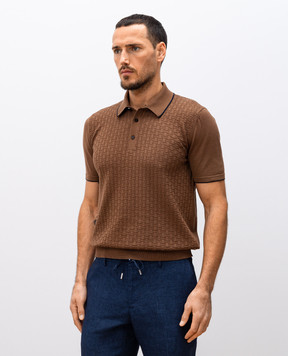 Bertolo Cashmere Коричневое поло в тканом узоре. 902434002482