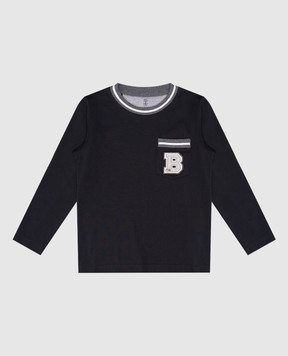 Brunello Cucinelli Дитячий чорний лонгслів з нашивкою логотипа B0T61T139A