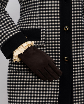 Sermoneta Gloves Коричневі замшеві рукавички на хутрі 2PSUEDE