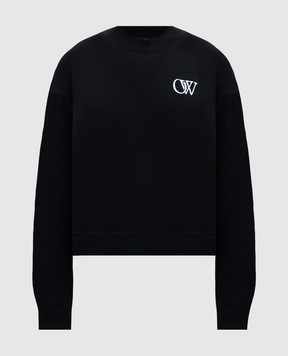 Off-White Черный свитшот с вышивкой логотипа OW OWBA075F24FLE003
