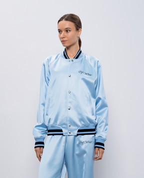 Off-White Блакитний бомбер з вишивкою логотипа OMEH05AF24FAB002