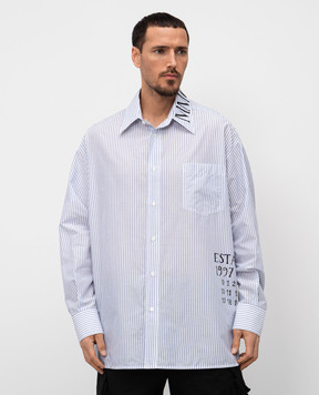 Maison Margiela MM6 Рубашка в полоску с принтом логотипа SH0DT0014M35251
