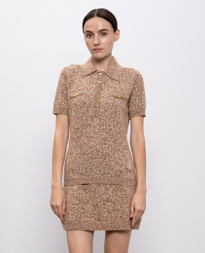Versace Бежевое поло Mouliné из шерсти, кашемира и шелка 10203801A15451