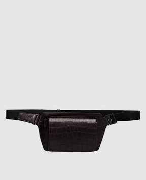 Cashmere&Whiskey Коричневая поясная сумка из кожи крокодила CROCOWAISTBAG