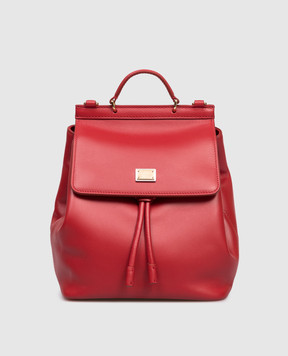 Dolce&Gabbana Дитячий червоний шкіряний рюкзак з логотипом EB0264A1065