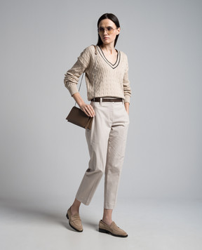Brunello Cucinelli Серые брюки с цепочкой мониль M0F70P8594