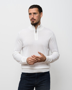 Canali Белый джемпер с шерстью и шелком MK02355C1118