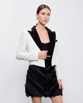 Balmain Білий жакет з вовною з люрексом та паєтками 157205