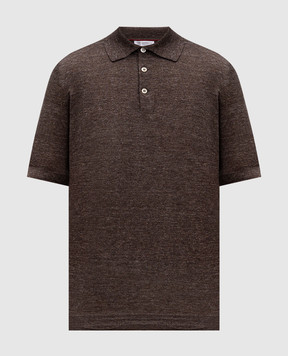 Brunello Cucinelli Коричневое поло с леном M2L00315
