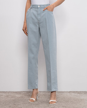 Victoria Beckham Блакитні джинси з патчем логотипа 1225DJE006215A