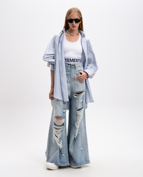 Vetements Блакитна сорочка подвійної конструкції в смужку UA65SH200N