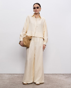 Max Mara Желтые штаны ONORE из льна и шелка. ONORE