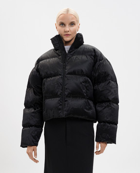 Balenciaga Чорний пуховик у візерунок логотипа 850867TTQ13