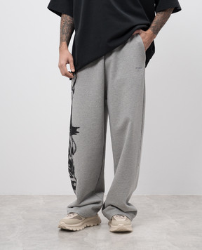 Vetements Серые меланжевые спортивные штаны с принтом логотипа UA66SP610G
