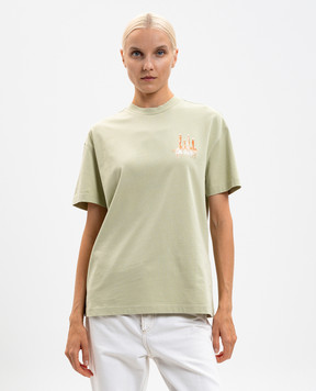 Off-White Зелена футболка з принтом Candles Arrow 2AA089F25JER006