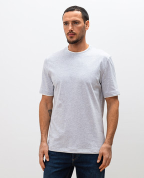 Brunello Cucinelli Серая меланжевая футболка с эффектом наложения слоев M0B137427