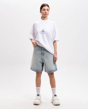 Vetements Голубые джинсовые бермуды с эффектом потертости UA66SS500Lw