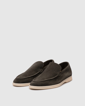 Loro Piana Зеленые замшевые лоферы Summer Wall FAE8124