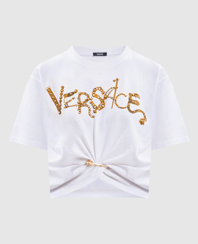 Versace Біла футболка з принтом логотипа 10183841A16340