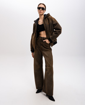 Maison Margiela MM6 Коричневая джинсовая куртка с капюшоном. S62AN0128S30848
