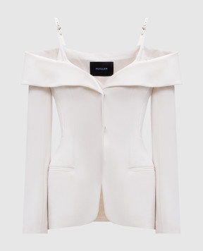 Thierry Mugler Белый жакет с шерстью с открытыми плечами 25S1VE0453196