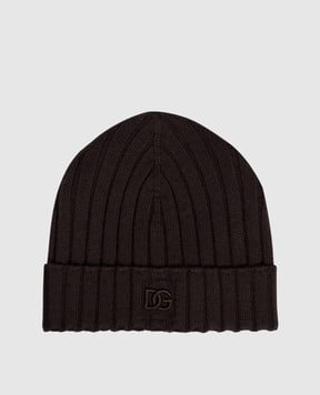 Dolce&Gabbana Коричнева шапка в рубчик з кашеміру FXQ10ZJBW0S