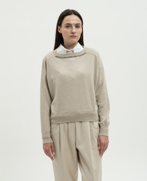 Brunello Cucinelli Бежевий джемпер з кашеміру з ланцюжка моніль M12167908P