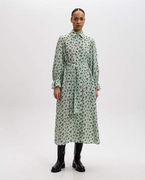 Max Mara Weekend Зелена сукня міді TAFFY із шовку в квітковий принт TAFFY