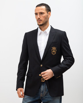 Dolce&Gabbana Чорний піджак Martini з вовни та шовку G2LK0ZFU3H1