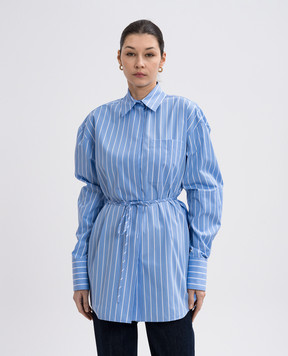 Max Mara Sportmax Блакитна подовжена сорочка FIRMA в смужку FIRMA