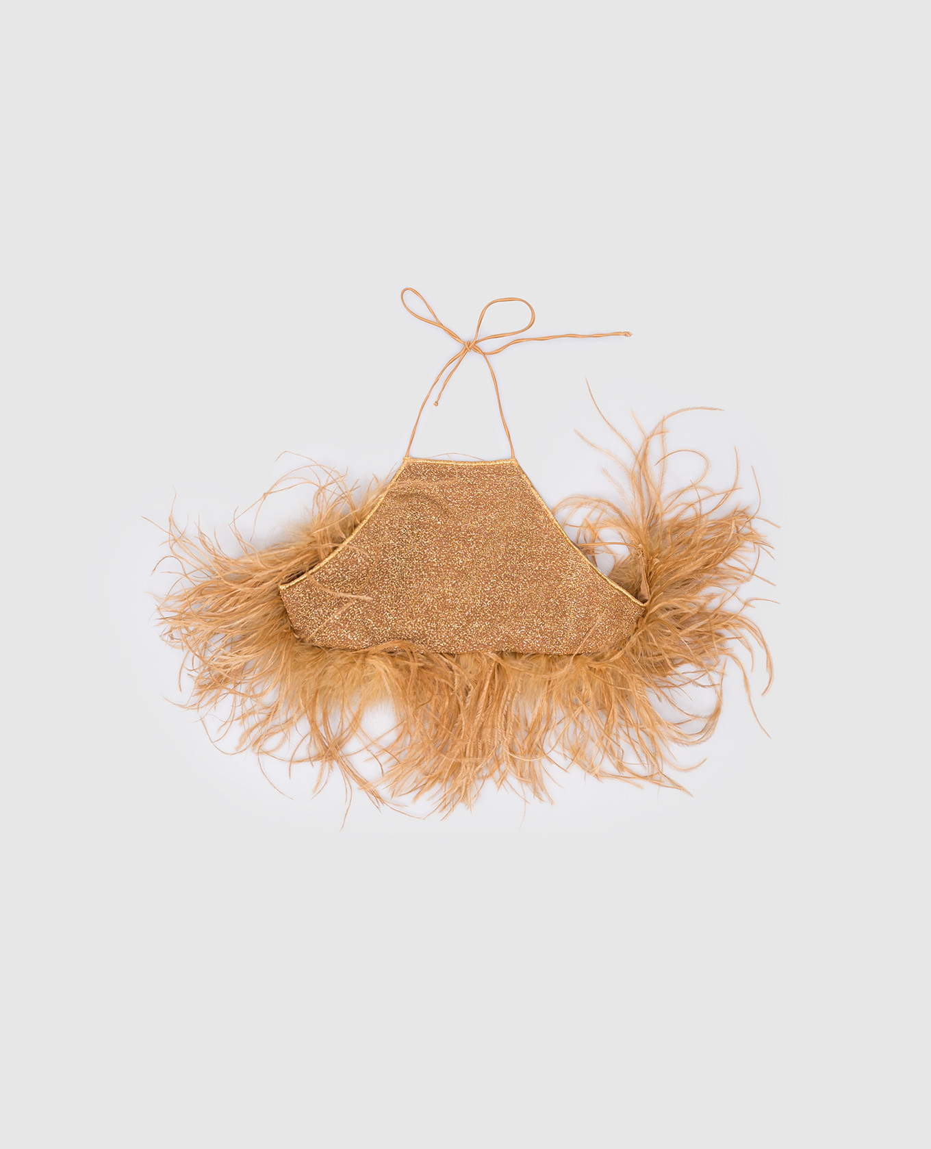 

Детский коричневый топ OSEMINI PLUMAGE TOP с люрексом и перьями страуса, Топы