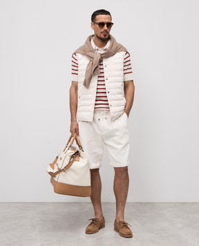 Brunello Cucinelli Білі шорти з льоном з відворотами MP571U0020