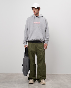 Off-White Зеленые брюки карго с логотипом. OMCF042F24FAB001