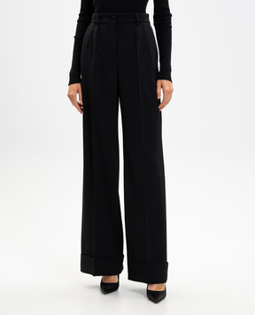 Dolce&Gabbana Черные брюки из шерсти с отворотами FTBM0TGDC7Q