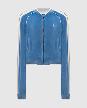 Palm Angels Голубая велюровая спортивная куртка с лампасами PWBD063S25FAB001