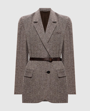 Brunello Cucinelli Коричневий жакет з вовною у візерунок MG5297599