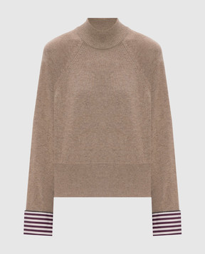 Brunello Cucinelli Бежевий светр з кашеміру з манжетами M12709804P