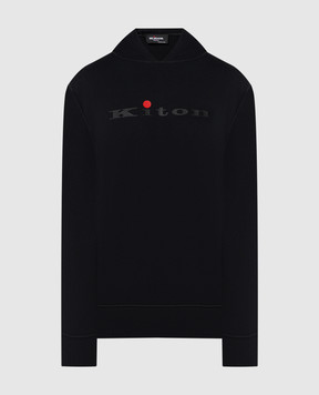 Kiton Черные худи с фактурным принтом логотипа UMK0378
