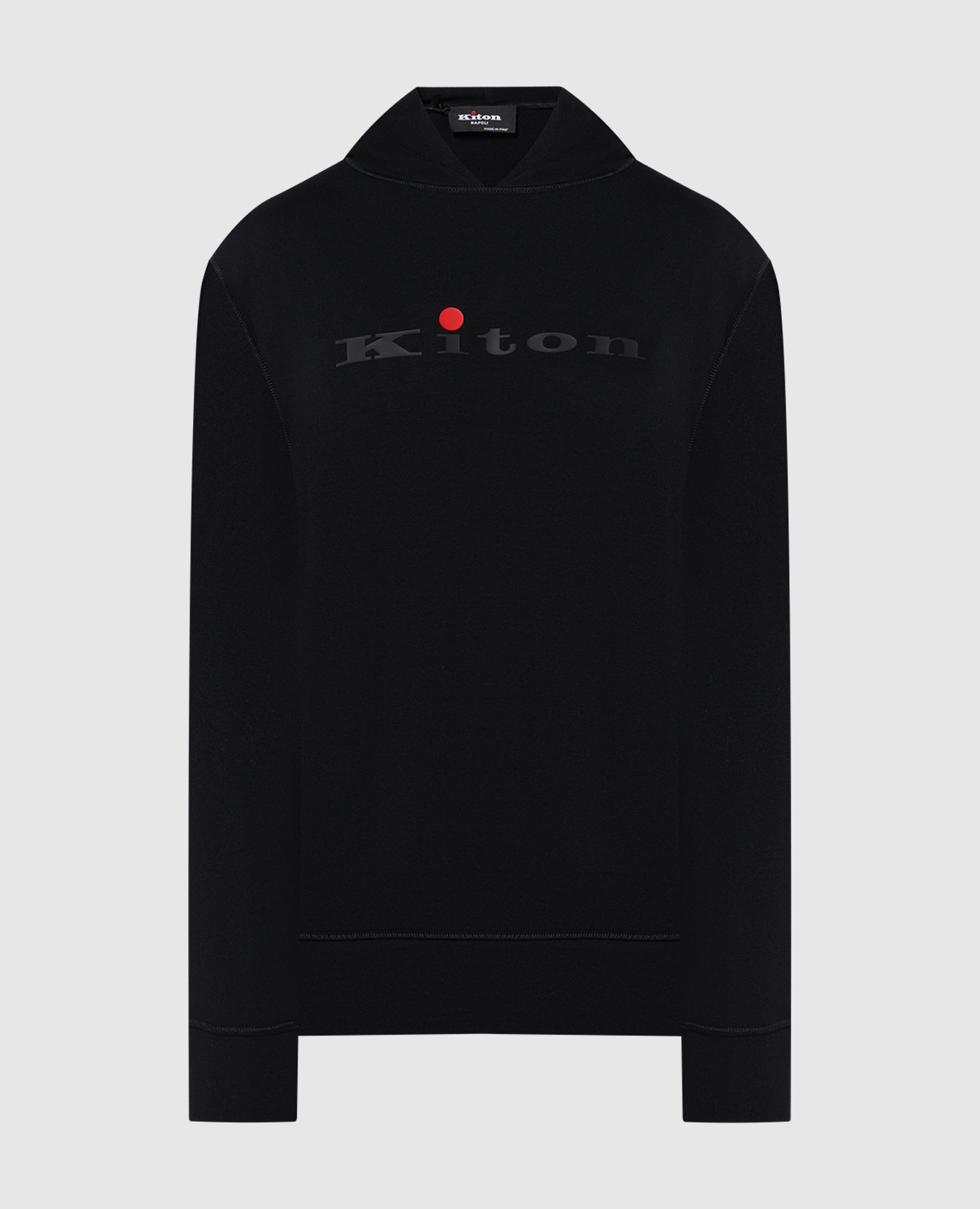 Black hoodie with textured logo print
