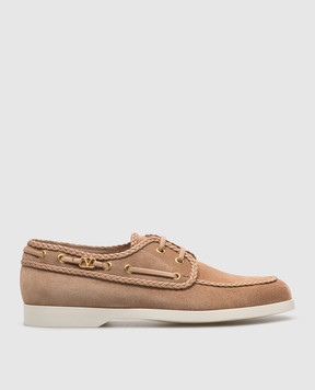 Valentino Бежевые замшевые топсайдеры 6W2S0LR4JZM