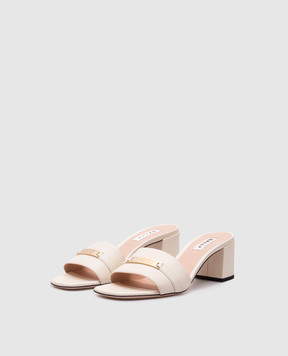Bally Бежеві шкіряні мюлі Deco з логотипом WS550JVT169