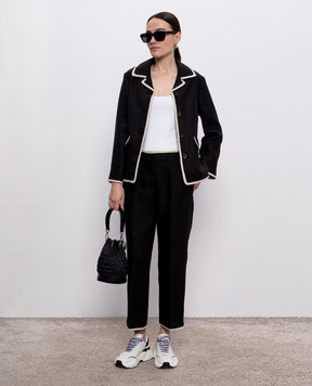 Max Mara Черный жакет LESLIE из льна. LESLIE