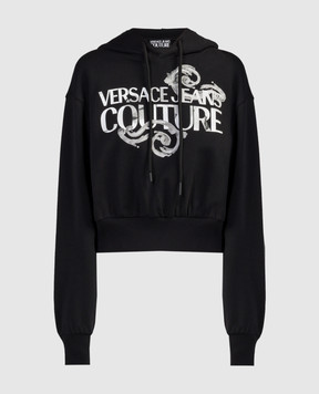Versace Jeans Couture Чорне худі з принтом логотипа 76HAIG00CF01G